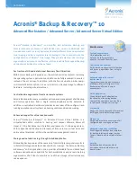 Preview for 1 page of ACRONIS BACKUP AND RECOVERY 10 - ADVANCED WORKSTATION-SERVER-SERVER VIRTUAL EDITION Datasheet