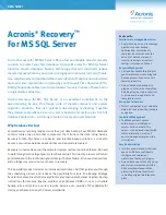 ACRONIS RECOVERY -  FOR MS SQL SERVER Datasheet preview