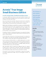 ACRONIS TRUE IMAGE - FOR MICROSOFT WINDOWS SMALL BUSINESS SERVER Datasheet preview