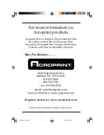 Предварительный просмотр 2 страницы Acroprint ATR 440 User Manual