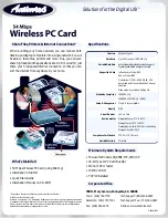 Предварительный просмотр 2 страницы ActionTec 54 Mbps Wireless PC Card Brochure & Specs