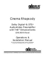 Preview for 1 page of Ada Cinema Rhapsody Operation & Installation Manual