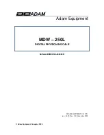 Adam Equipment MDW - 250L User Manual preview