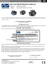 Предварительный просмотр 1 страницы Adam Pumps PA 8050 Use And Maintenance Manual