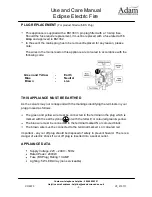 Preview for 9 page of Adam Eclipse Electric Fire Use And Care Manual