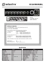 Предварительный просмотр 1 страницы Adastra A126 Manual