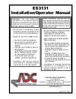 Предварительный просмотр 1 страницы ADC ES3131 Installation & Operator'S Manual