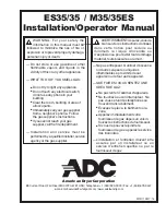 Предварительный просмотр 1 страницы ADC ES35/35 Installation & Operator'S Manual