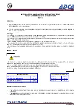 ADCA FLT16 Series Installation And Maintenance Instructions предпросмотр