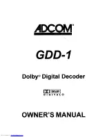 Preview for 1 page of Adcom GDD-1 Owner'S Manual