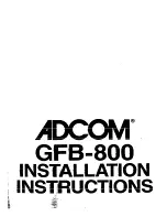 Preview for 1 page of Adcom GFB-800 Installation Instructions Manual