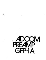 Предварительный просмотр 1 страницы Adcom GFP-1A Owner'S Manual