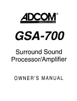 Adcom GSA-700 Owner'S Manual preview