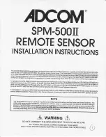 Adcom Remote Sensor SPM-500II Installation Manual предпросмотр