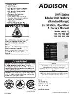 Preview for 1 page of Addison UHA 150 Installation, Operation & Service Manual