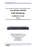 AddPac VoiceFinder AP2620 Installation Manual preview