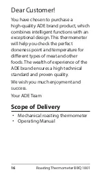 Preview for 16 page of ADE BBQ 1801 Operating Manual