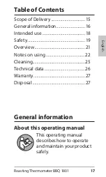 Preview for 17 page of ADE BBQ 1801 Operating Manual