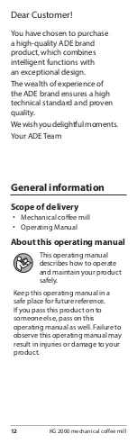 Preview for 12 page of ADE KG 2000 Operating Instructions Manual