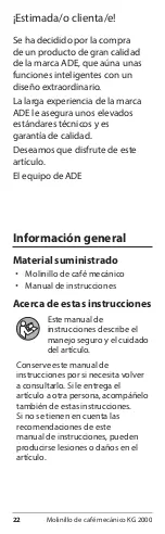 Предварительный просмотр 22 страницы ADE KG 2000 Operating Instructions Manual