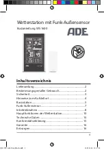 Preview for 1 page of ADE WS 1600 Quick Manual