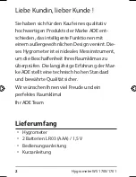 Preview for 2 page of ADE WS 1700 Operating Instructions Manual