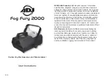 ADJ Fog Fury 2000 User Instructions предпросмотр