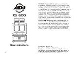 ADJ XS 600 User Instructions preview