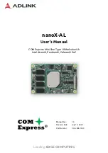 Preview for 1 page of ADLINK Technology nanoX-AL User Manual