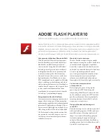 Предварительный просмотр 1 страницы Adobe FLASH PLAYER 10 Datasheet