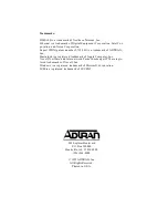 Предварительный просмотр 2 страницы ADTRAN 1203192L1 Owner'S Manual