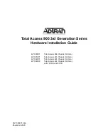 Предварительный просмотр 1 страницы ADTRAN 4213908F1 Hardware Installation Manual