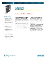 Предварительный просмотр 1 страницы ADTRAN Octal IDSL DSLAM Octal IDSL Specification Sheet