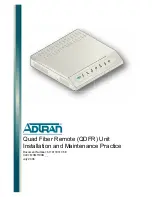 Предварительный просмотр 1 страницы ADTRAN QDFR Unit Installation And Maintenance Practice