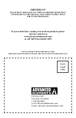 Preview for 20 page of Advanced Elements AE1014 Owner'S Manual