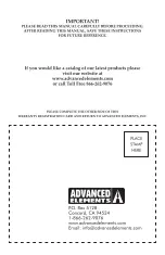 Preview for 20 page of Advanced Elements Lagoon1 AE1031 Owner'S Manual