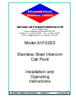 Advanced Visual Solutions AV102SS Installation And Operating Instructions Manual preview