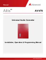 Preview for 1 page of Advanced Axis AX AV-V70 Installation, Operation, & Programming Manual