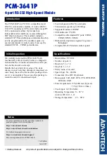 Предварительный просмотр 1 страницы Advantech PCM-3641P Startup Manual