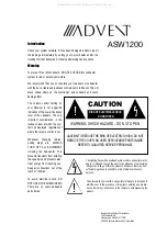 Preview for 2 page of Advent ASW1200 Manual