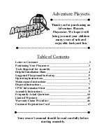 Preview for 2 page of Adventure Playsets The Meridian Owner'S Manual And Assembly Instructions