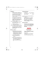 Предварительный просмотр 6 страницы AEG Electrolux EWA 1600 CORDLESS Operating Instructions Manual