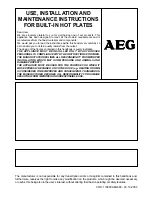 Preview for 1 page of AEG 24658 G-m Use, Installation And Maintenance Instructions