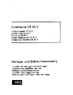 AEG DE 60 V Instructions For Installation And Use Manual preview