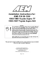 Preview for 1 page of AEM 30-1100 Installation Instructions Manual