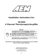 Предварительный просмотр 1 страницы AEM 30-2204 Installation Instructions Manual