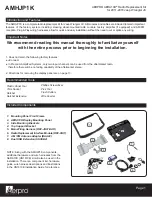 Preview for 1 page of Aerpro AMHJP1K Installation Manual