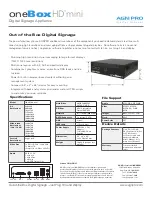 Agnpro OBHD-100 Specifications preview