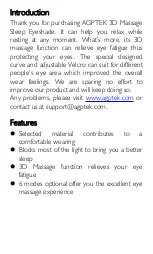 Preview for 3 page of AGPtek 3D Massage Sleep Eyeshade User Manual