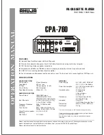 Ahuja CPA-760 Operation Manual preview